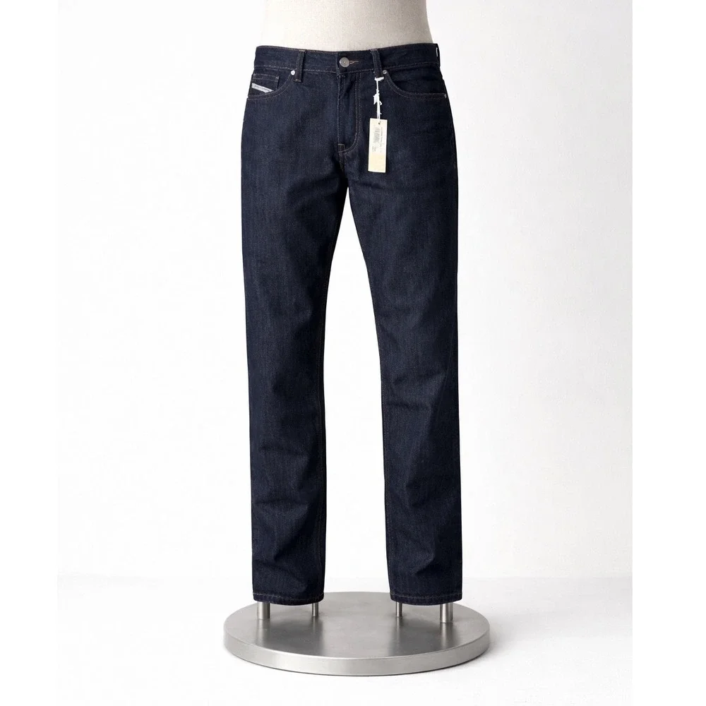 New Men's Diesel Viker Regular Straight Jeans 27 X 32 Button Fly Denim Dark Blue